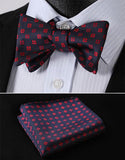Boss Status Collection Floral Men Butterfly Self Bow Tie and Pocket Square Set - BossStatusCollection.Com