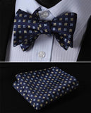 Boss Status Collection Floral Men Butterfly Self Bow Tie and Pocket Square Set - BossStatusCollection.Com