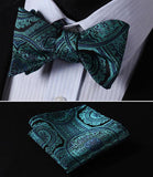 Boss Status Collection Floral Men Butterfly Self Bow Tie and Pocket Square Set - BossStatusCollection.Com