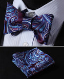 Boss Status Collection Floral Men Butterfly Self Bow Tie and Pocket Square Set - BossStatusCollection.Com