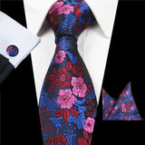 Boss Status Collection Men's Silk Jacquard Neck Ties Set (Pocket Square, Cuff Links) - BossStatusCollection.Com