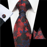 Boss Status Collection Men's Silk Jacquard Neck Ties Set (Pocket Square, Cuff Links) - BossStatusCollection.Com