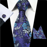 Boss Status Collection Men's Silk Jacquard Neck Ties Set (Pocket Square, Cuff Links) - BossStatusCollection.Com