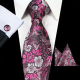 Boss Status Collection Men's Silk Jacquard Neck Ties Set (Pocket Square, Cuff Links) - BossStatusCollection.Com