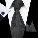 Boss Status Collection Men's Silk Jacquard Neck Ties Set (Pocket Square, Cuff Links) - BossStatusCollection.Com