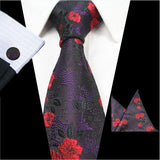 Boss Status Collection Men's Silk Jacquard Neck Ties Set (Pocket Square, Cuff Links) - BossStatusCollection.Com