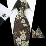 Boss Status Collection Men's Silk Jacquard Neck Ties Set (Pocket Square, Cuff Links) - BossStatusCollection.Com