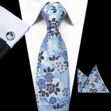 Boss Status Collection Men's Silk Jacquard Neck Ties Set (Pocket Square, Cuff Links) - BossStatusCollection.Com