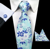 Boss Status Collection Men's Silk Jacquard Neck Ties Set (Pocket Square, Cuff Links) - BossStatusCollection.Com