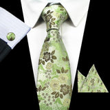 Boss Status Collection Men's Silk Jacquard Neck Ties Set (Pocket Square, Cuff Links) - BossStatusCollection.Com