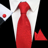 Boss Status Collection Men's Silk Jacquard Neck Ties Set (Pocket Square, Cuff Links) - BossStatusCollection.Com