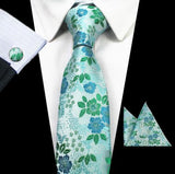 Boss Status Collection Men's Silk Jacquard Neck Ties Set (Pocket Square, Cuff Links) - BossStatusCollection.Com