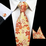 Boss Status Collection Men's Silk Jacquard Neck Ties Set (Pocket Square, Cuff Links) - BossStatusCollection.Com