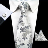 Boss Status Collection Men's Silk Jacquard Neck Ties Set (Pocket Square, Cuff Links) - BossStatusCollection.Com