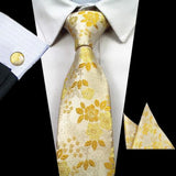 Boss Status Collection Men's Silk Jacquard Neck Ties Set (Pocket Square, Cuff Links) - BossStatusCollection.Com