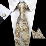 Boss Status Collection Men's Silk Jacquard Neck Ties Set (Pocket Square, Cuff Links) - BossStatusCollection.Com