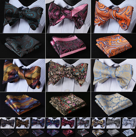 Boss Status Collection 100% Silk Jacquard Woven Men Butterfly Self- Bow Ties - BossStatusCollection.Com