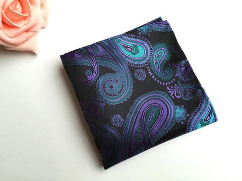 Royal Swagg Pocket Squares Great For Men Business Suits Wedding Floral Paisley Embroidery 100% Silk - BossStatusCollection.Com