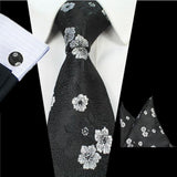 Boss Status Collection Men's Silk Jacquard Neck Ties Set (Pocket Square, Cuff Links) - BossStatusCollection.Com