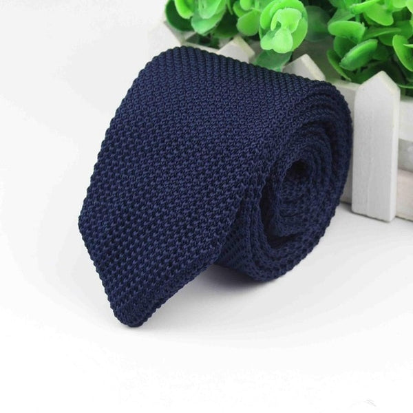 Boss Status Collection Men's Solid Colorful Knitted Neckties - Slim Classic Woven Cravat Narrow Neckties