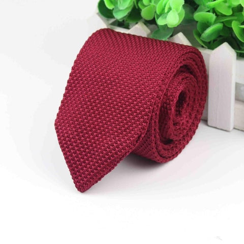 Boss Status Collection Men's Solid Colorful Knitted Neckties - Slim Classic Woven Cravat Narrow Neckties