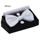 Boss Status Collection Men's Solid Double Fold Bow Ties ( Waterproof) with Pocket Square