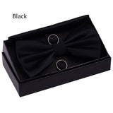 Boss Status Collection Men's Solid Double Fold Bow Ties ( Waterproof) with Pocket Square