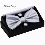 Boss Status Collection Men's Solid Double Fold Bow Ties ( Waterproof) with Pocket Square