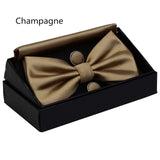 Boss Status Collection Men's Solid Double Fold Bow Ties ( Waterproof) with Pocket Square