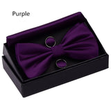 Boss Status Collection Men's Solid Double Fold Bow Ties ( Waterproof) with Pocket Square