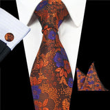 Boss Status Collection Men's Silk Jacquard Neck Ties Set (Pocket Square, Cuff Links) - BossStatusCollection.Com