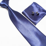 Boss Status Collection Solid Colors Tie, Cufflinks & Pocket Square Set - BossStatusCollection.Com