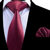 Boss Status Collection 100% Silk Tie & Pocket Square Set In Various Solid Color - BossStatusCollection.Com