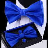 Boss Status Collection Men's Solid Double Fold Bow Ties ( Waterproof) with Pocket Square